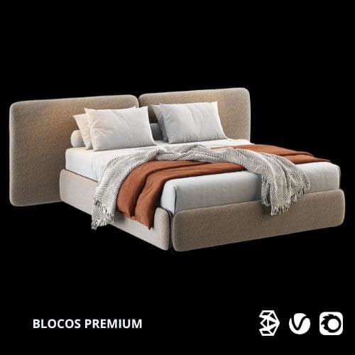 bloco cama 3ds max corona render